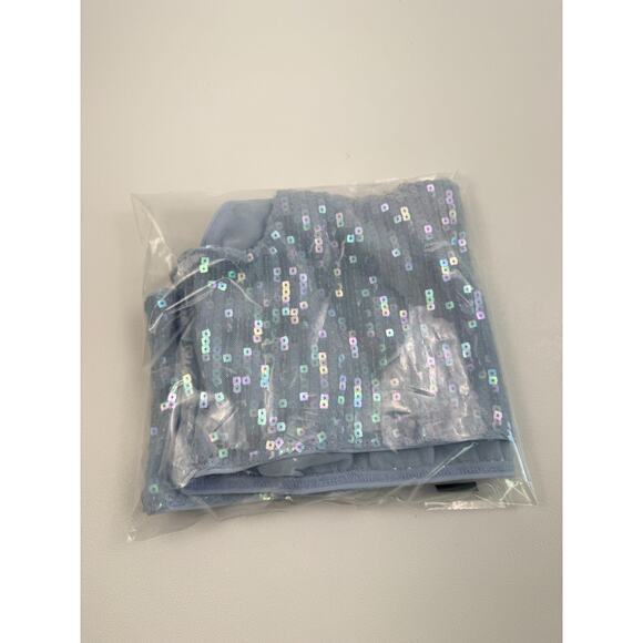 Victoria's Secret Sequin Shimmer Wire Free Side Zip Blue Bralette Bra  Size XXL - Picture 10 of 10